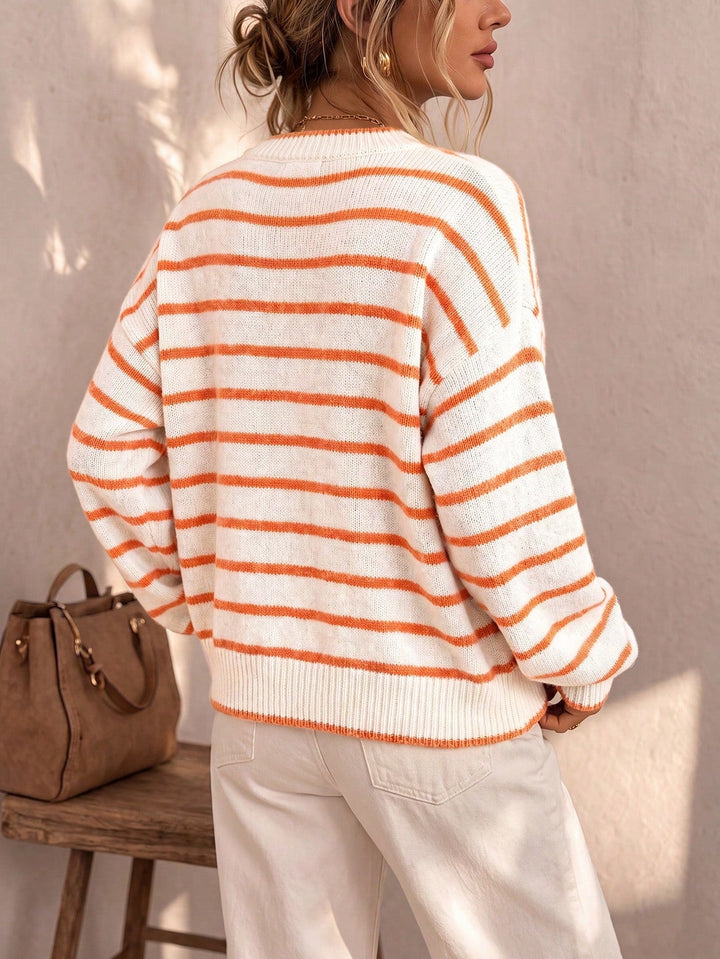 Delphine | Women's Cute Striped Knit Cardigan with Buttons
