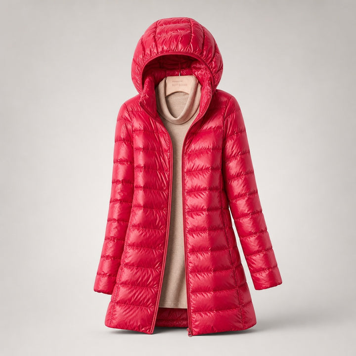 Delphine | Women's Long Down Puffer Coat with Hood