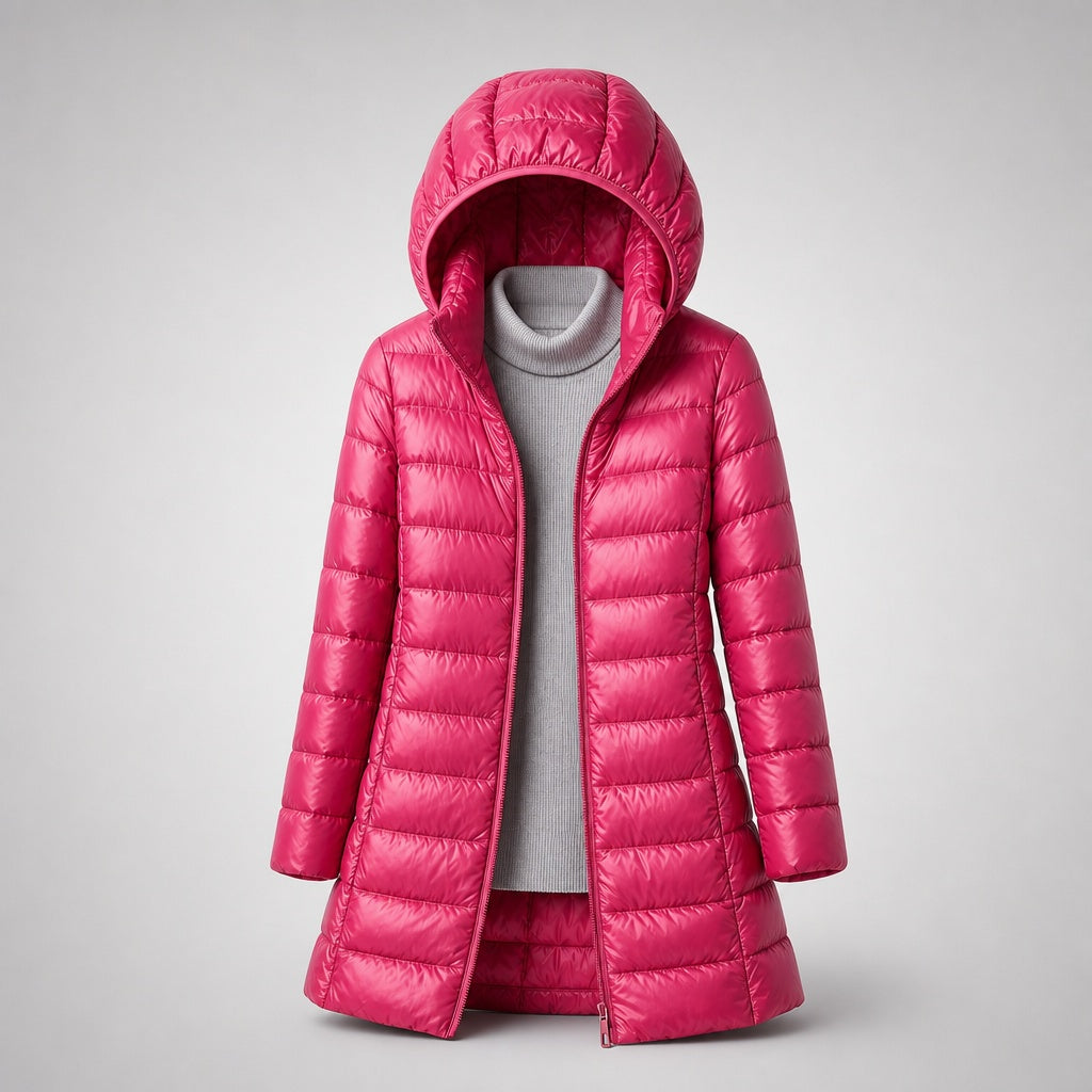 Delphine | Women's Long Down Puffer Coat with Hood