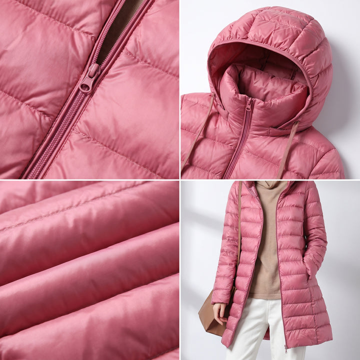 Delphine | Women's Long Down Puffer Coat with Hood