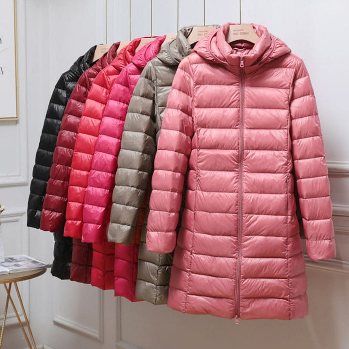Delphine | Women's Long Down Puffer Coat with Hood