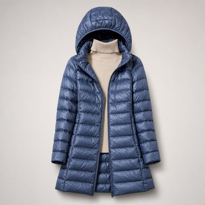 Delphine | Women's Long Down Puffer Coat with Hood