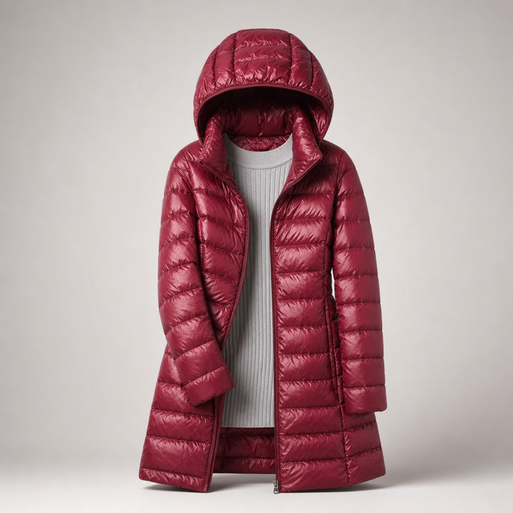 Delphine | Women's Long Down Puffer Coat with Hood