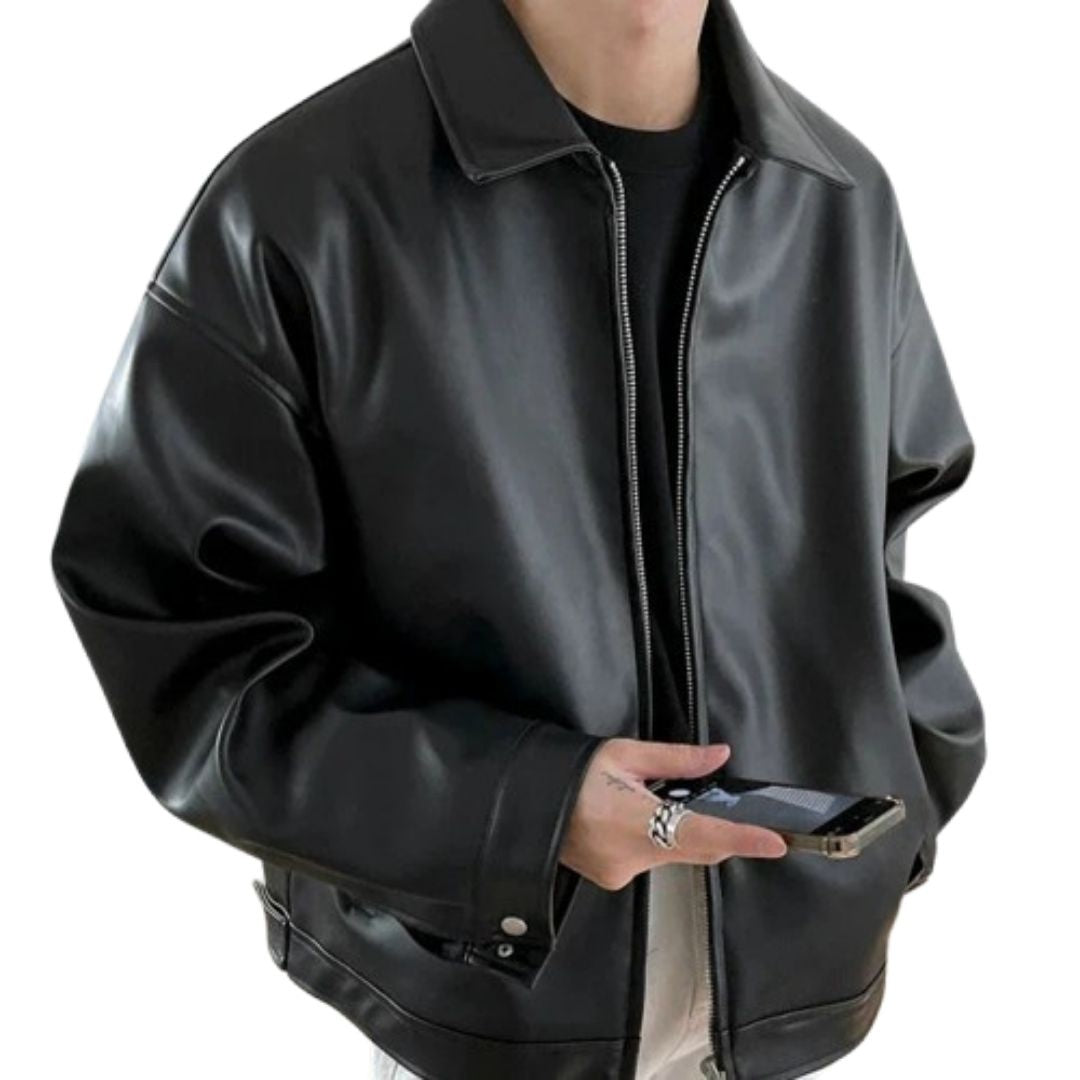 Dennis | Leren Jack Heren Oversized Rits Streetwear