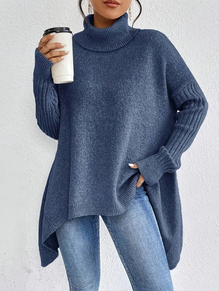 Eloise | Women's Oversized Turtleneck Sweater with Ribbed Sleeves