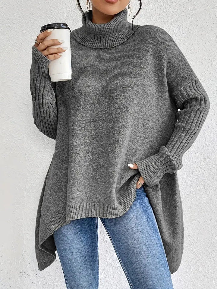 Eloise | Women's Oversized Turtleneck Sweater with Ribbed Sleeves