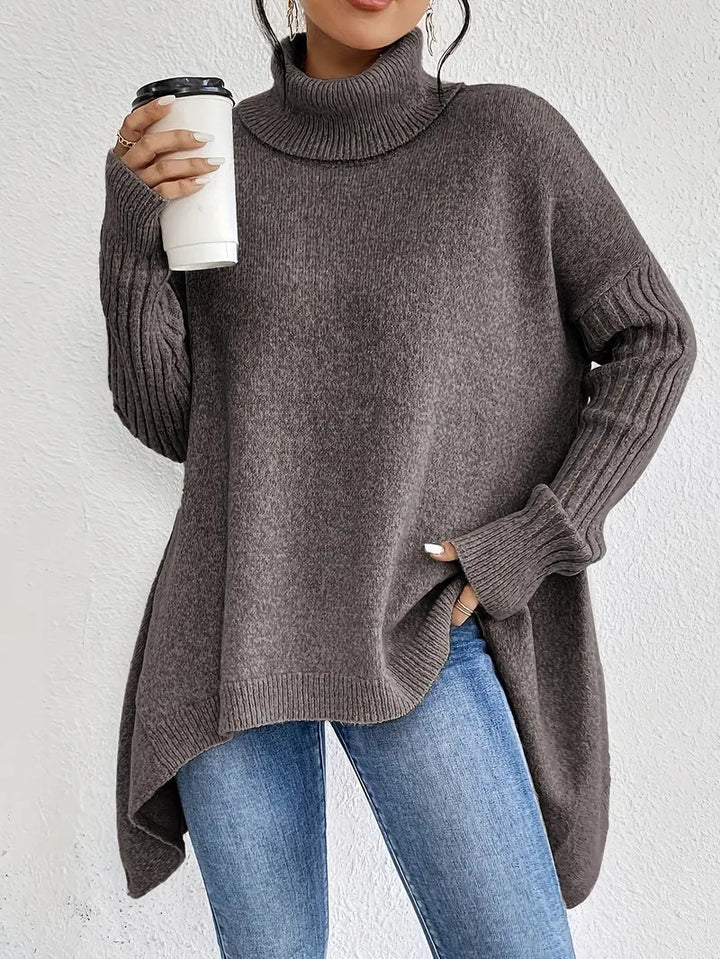Eloise | Women's Oversized Turtleneck Sweater with Ribbed Sleeves
