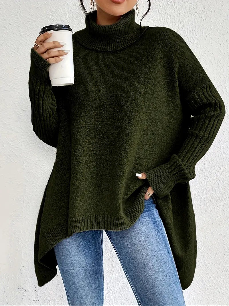 Eloise | Women's Oversized Turtleneck Sweater with Ribbed Sleeves