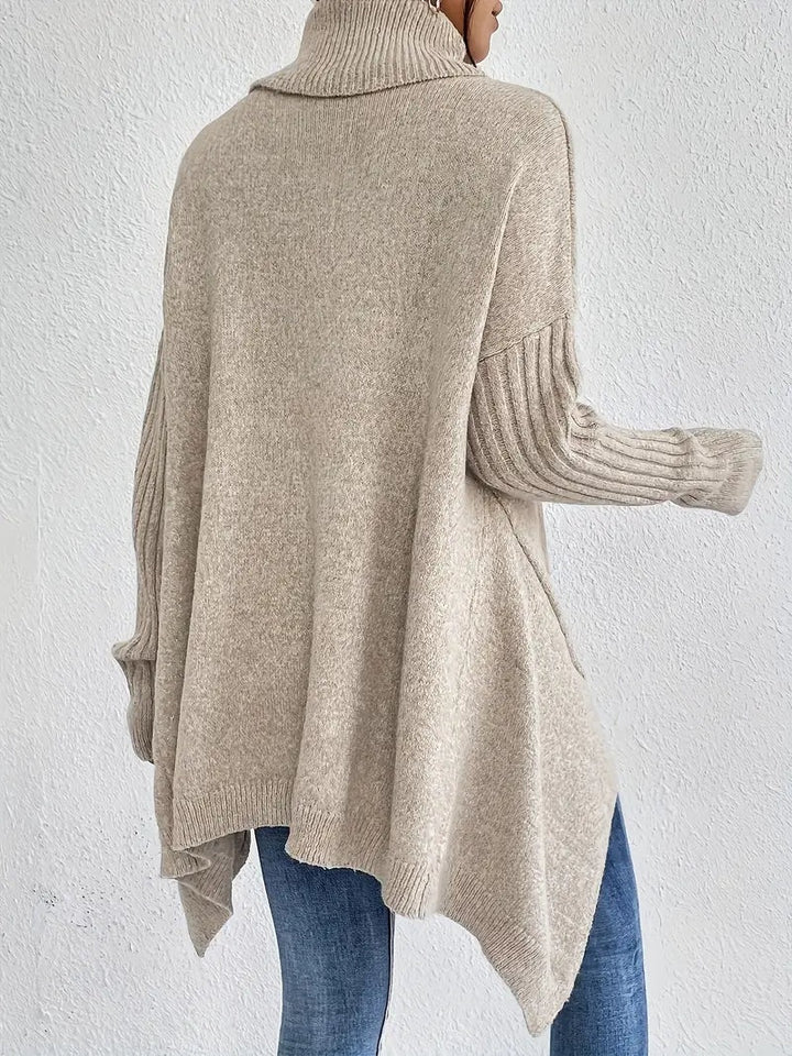 Eloise | Women's Oversized Turtleneck Sweater with Ribbed Sleeves