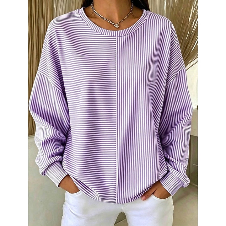 Eloise | Women's Striped Oversized Crewneck Sweatshirt