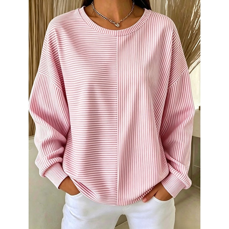 Eloise | Women's Striped Oversized Crewneck Sweatshirt