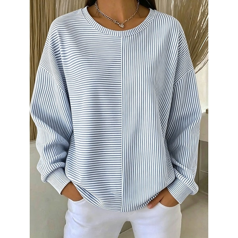 Eloise | Women's Striped Oversized Crewneck Sweatshirt