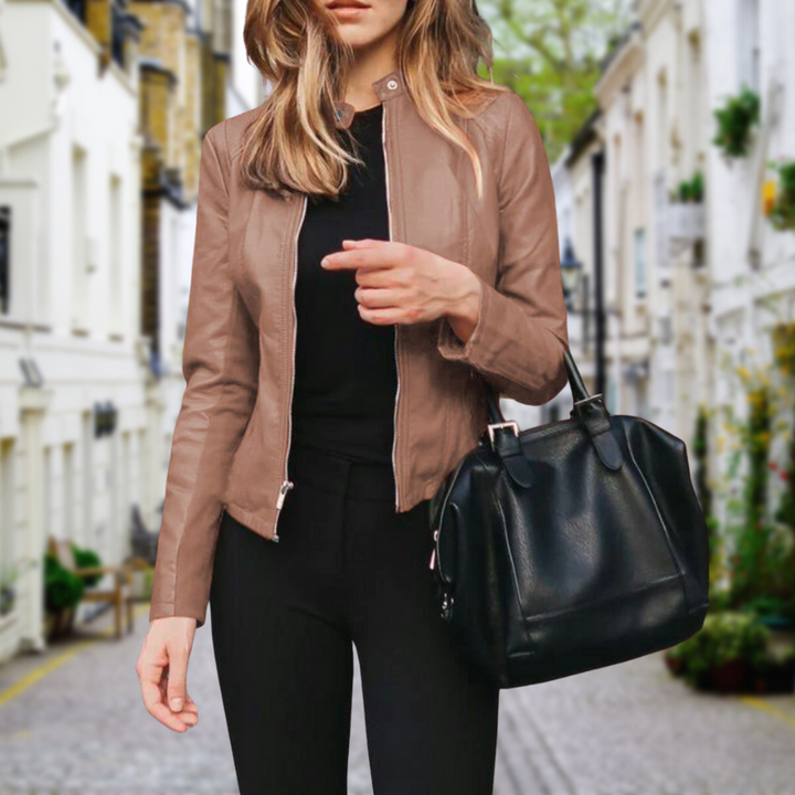 Eloise | Women's Zip Up Faux Leather Moto Jacket