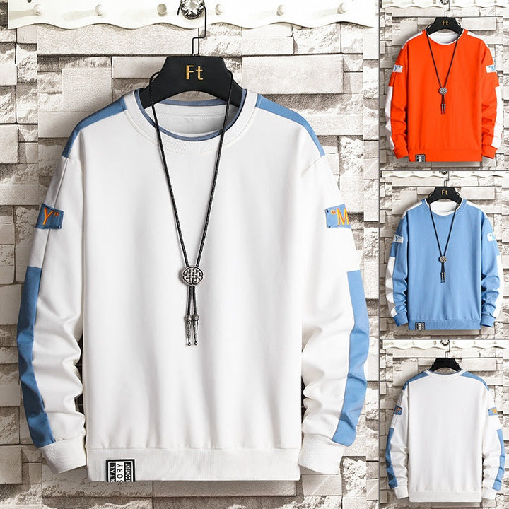 Everett | Men's Crewneck Sweatshirt with Contrast Sleeve Stripes