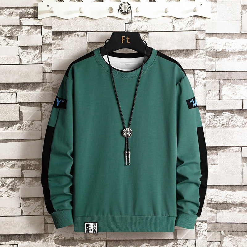 Everett | Men's Crewneck Sweatshirt with Contrast Sleeve Stripes