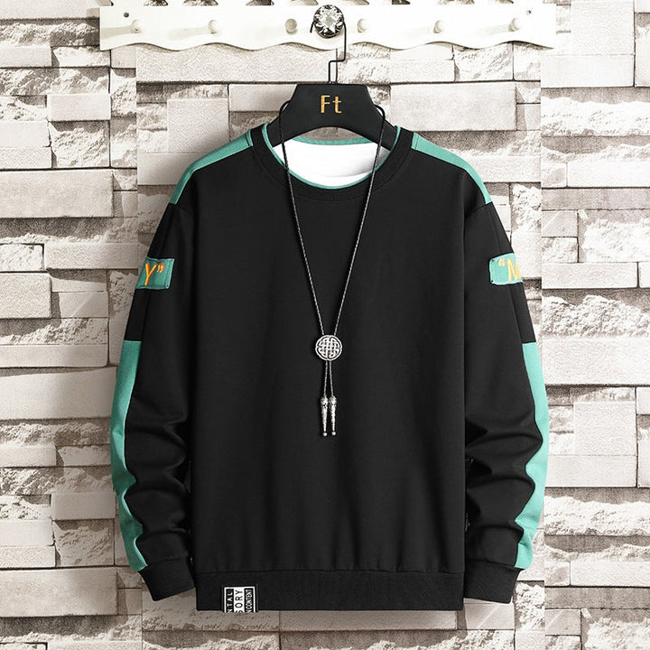 Everett | Men's Crewneck Sweatshirt with Contrast Sleeve Stripes