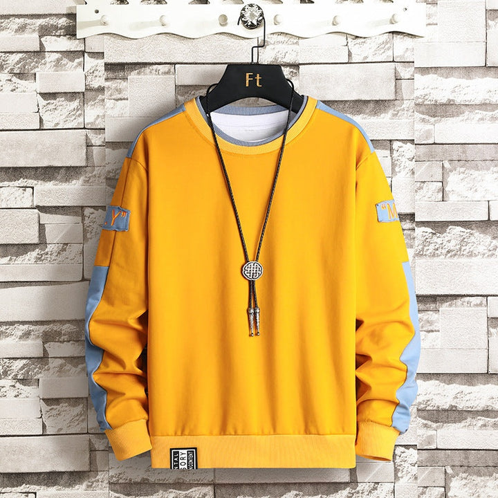 Everett | Men's Crewneck Sweatshirt with Contrast Sleeve Stripes
