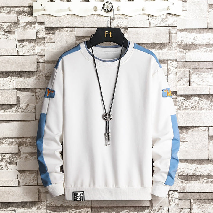 Everett | Men's Crewneck Sweatshirt with Contrast Sleeve Stripes