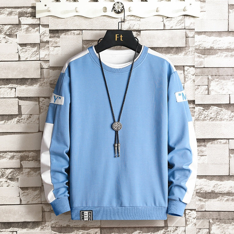 Everett | Men's Crewneck Sweatshirt with Contrast Sleeve Stripes