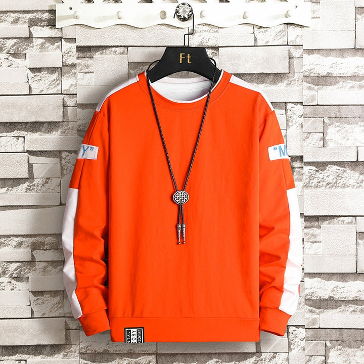 Everett | Men's Crewneck Sweatshirt with Contrast Sleeve Stripes