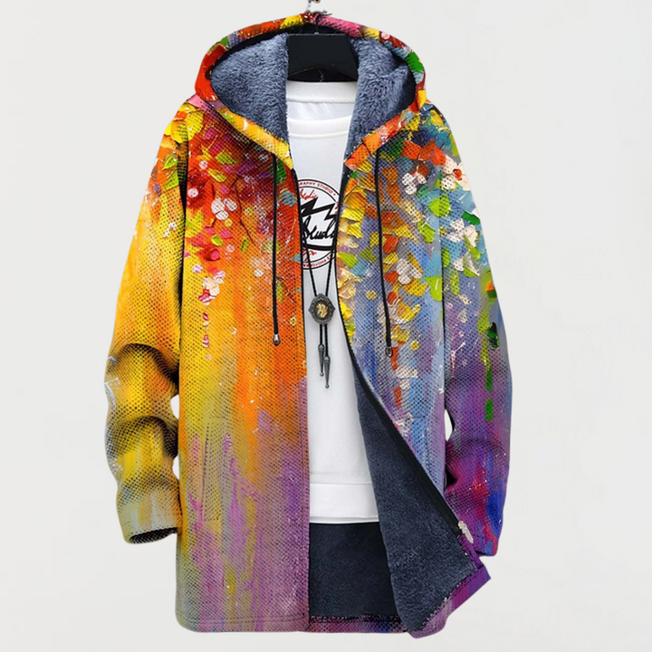 Everett | Men's Long Coat Aztec Print Hooded Fleece Lined