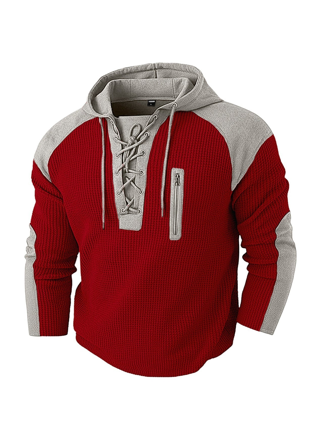 Everett | Men's Waffle Knit Hoodie Sweatshirt with Lace-Up Neck