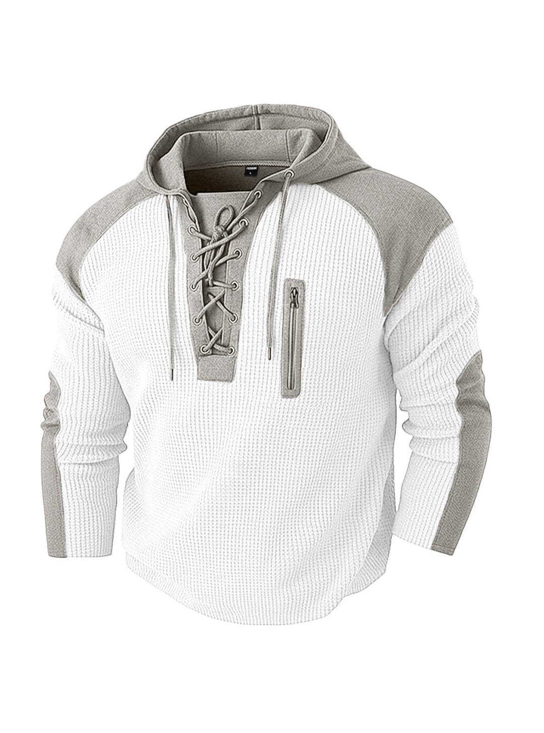 Everett | Men's Waffle Knit Hoodie Sweatshirt with Lace-Up Neck