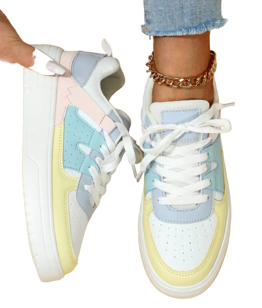 Femke | Sneakers Dames Platform Veters Colorblock