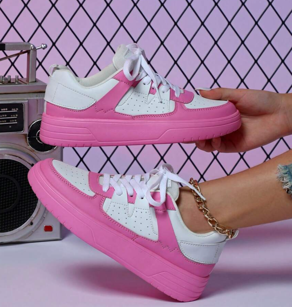 Femke | Sneakers Dames Platform Veters Colorblock