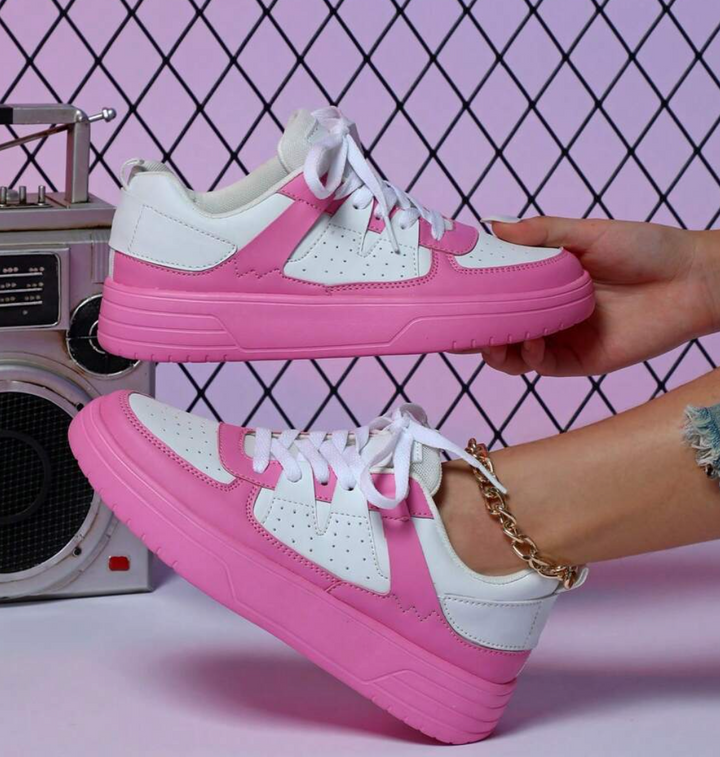Femke | Sneakers Dames Platform Veters Colorblock