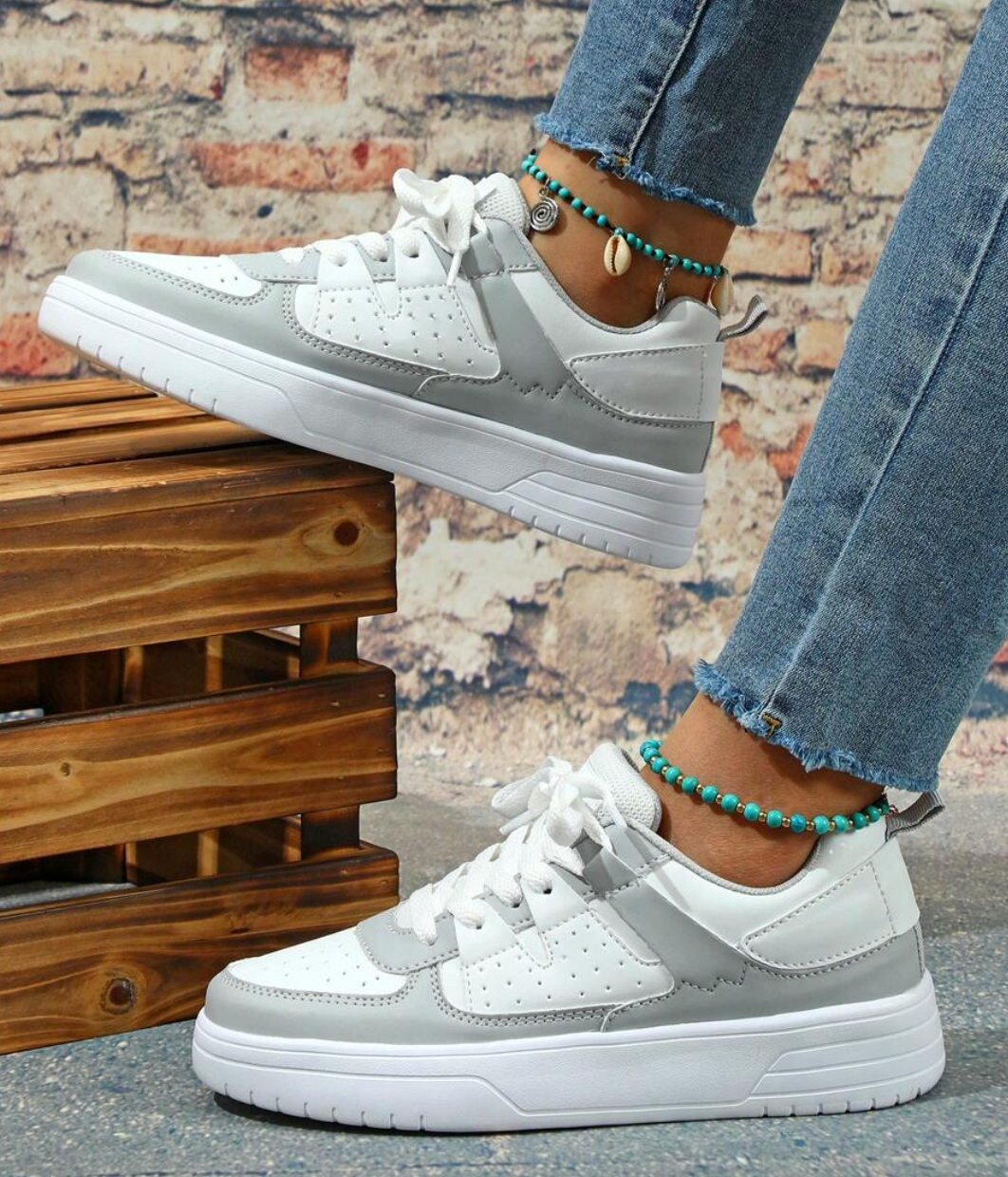 Femke | Sneakers Dames Platform Veters Colorblock