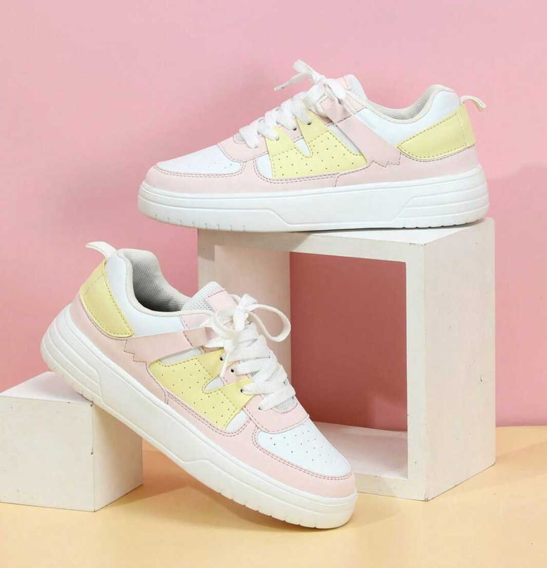 Femke | Sneakers Dames Platform Veters Colorblock