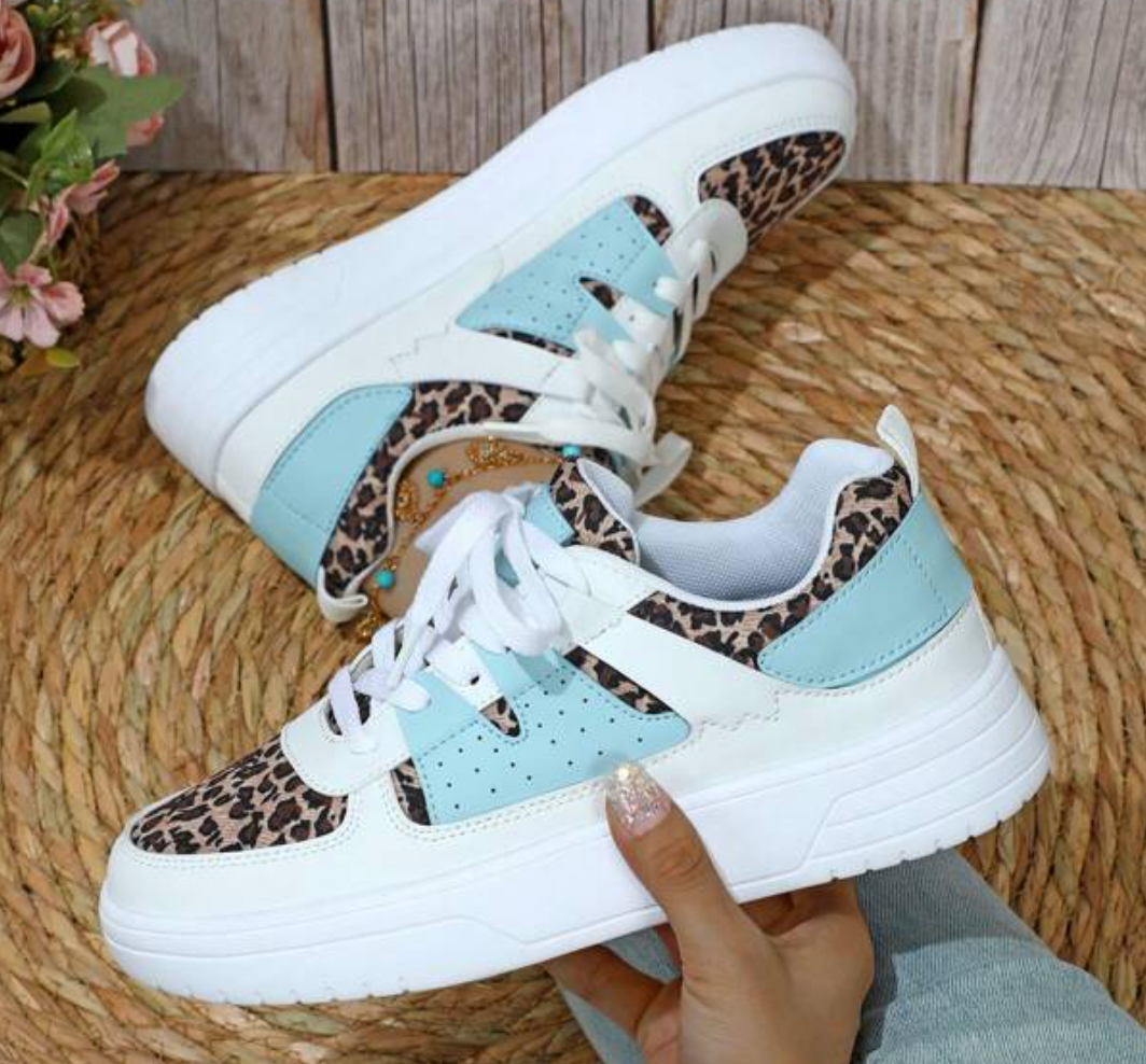 Femke | Sneakers Dames Platform Veters Colorblock