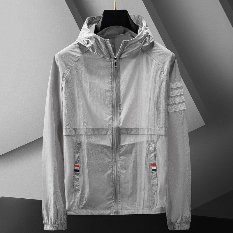 Finnegan | Men's Lightweight Zip Up Jacket with Hood Striped Sleeve