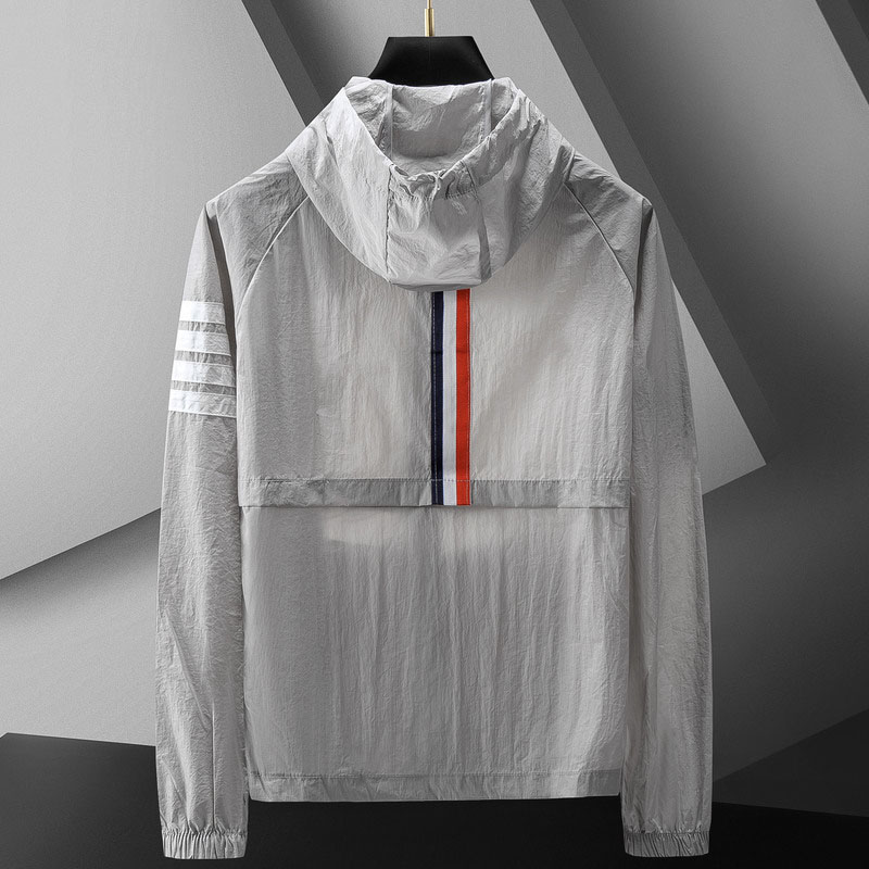 Finnegan | Men's Lightweight Zip Up Jacket with Hood Striped Sleeve
