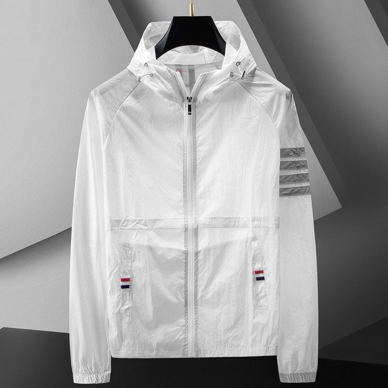 Finnegan | Men's Lightweight Zip Up Jacket with Hood Striped Sleeve