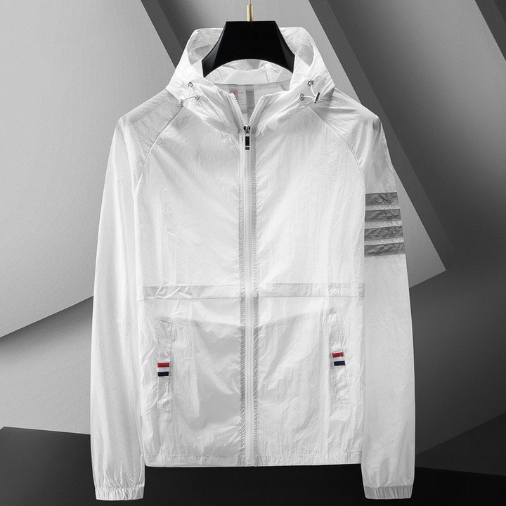 Finnegan | Men's Lightweight Zip Up Jacket with Hood Striped Sleeve
