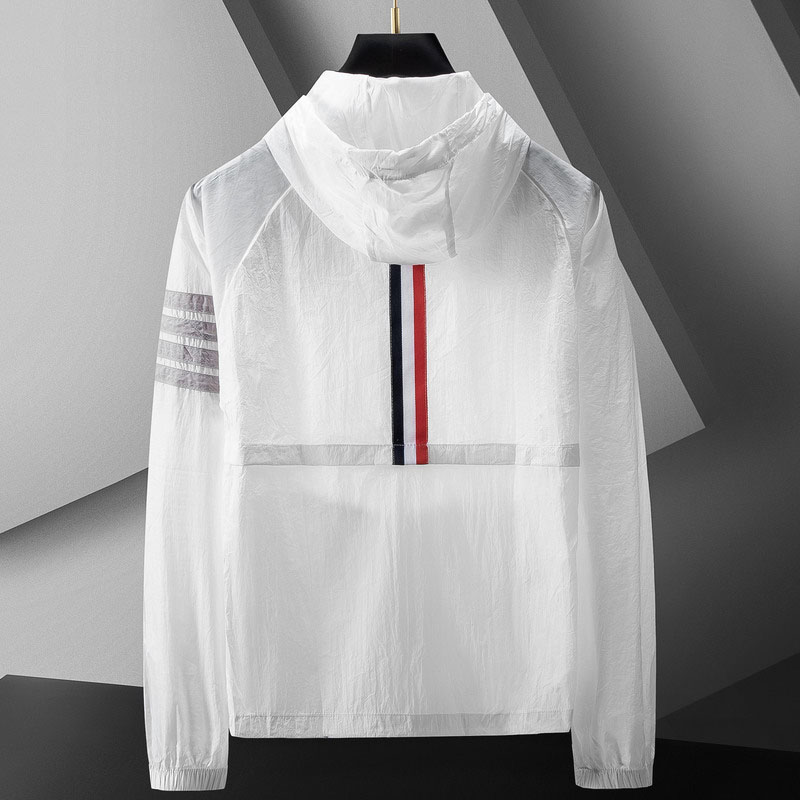 Finnegan | Men's Lightweight Zip Up Jacket with Hood Striped Sleeve