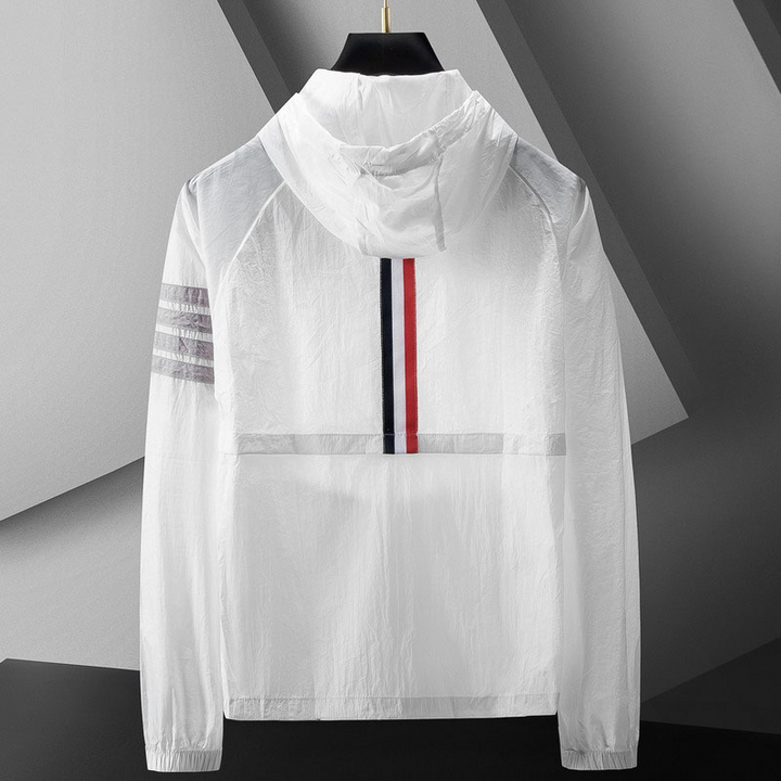 Finnegan | Men's Lightweight Zip Up Jacket with Hood Striped Sleeve