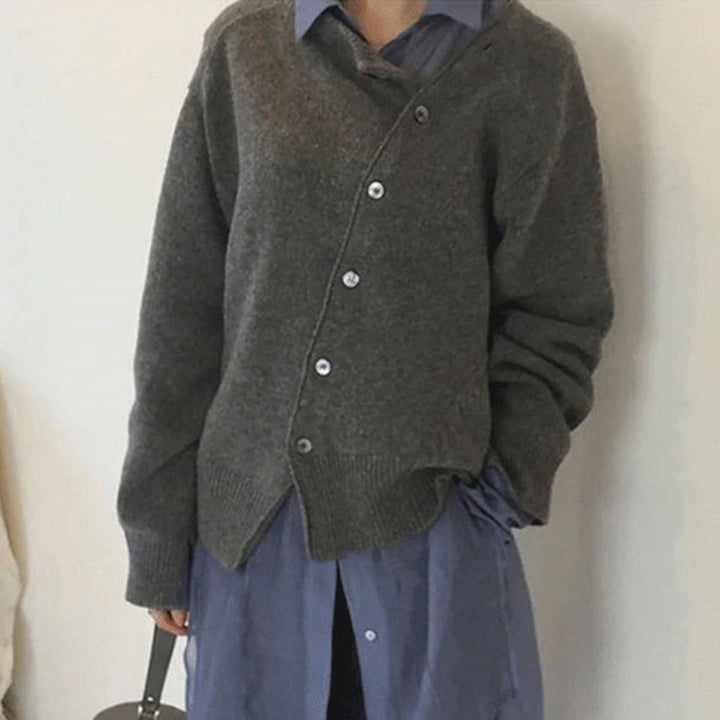 Fleur | Gebreide Cardigan van Kasjmier Dames Ronde Hals Knoopsluiting