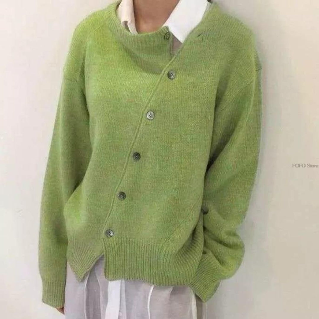 Fleur | Gebreide Cardigan van Kasjmier Dames Ronde Hals Knoopsluiting