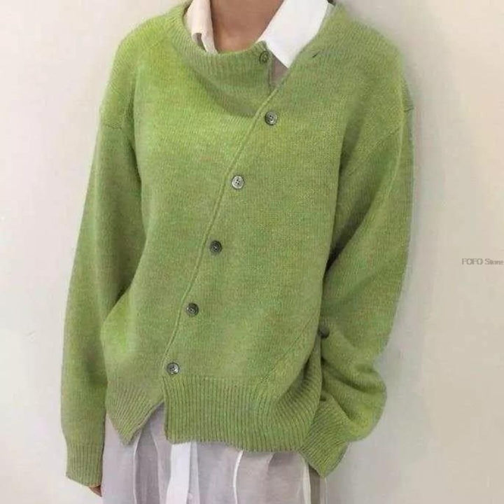 Fleur | Gebreide Cardigan van Kasjmier Dames Ronde Hals Knoopsluiting