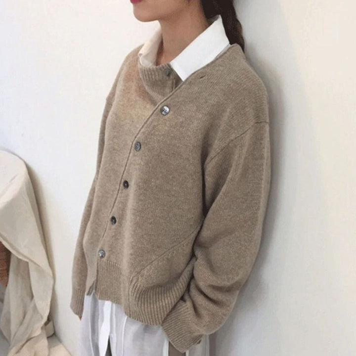Fleur | Gebreide Cardigan van Kasjmier Dames Ronde Hals Knoopsluiting