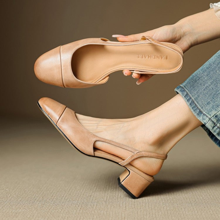 Fleur | Leren Pumps Dames Slingback Blokhak