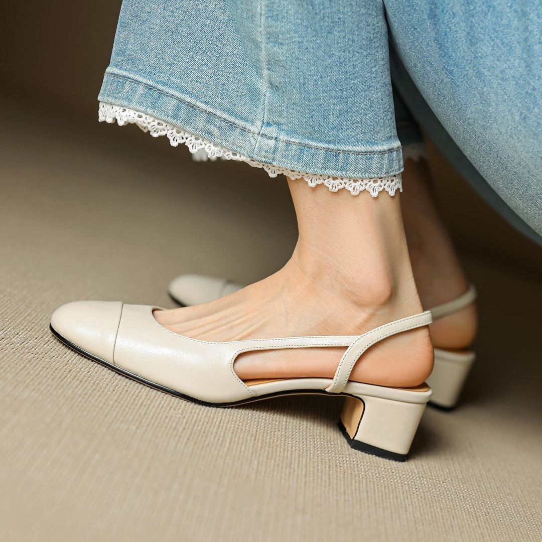 Fleur | Leren Pumps Dames Slingback Blokhak