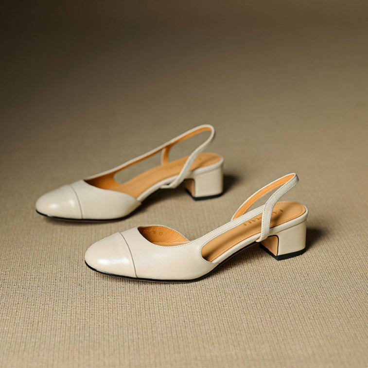 Fleur | Leren Pumps Dames Slingback Blokhak