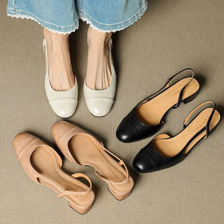 Fleur | Leren Pumps Dames Slingback Blokhak