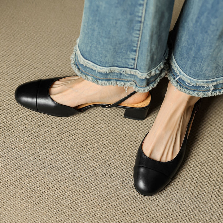Fleur | Leren Pumps Dames Slingback Blokhak