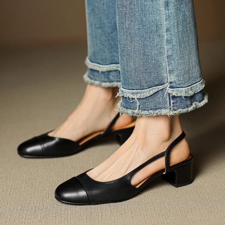 Fleur | Leren Pumps Dames Slingback Blokhak