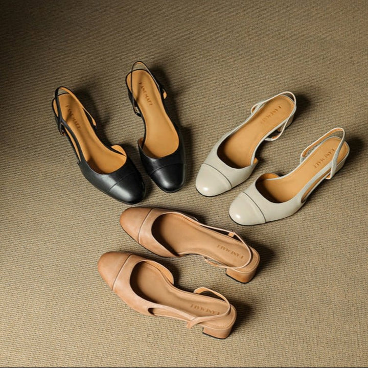 Fleur | Leren Pumps Dames Slingback Blokhak
